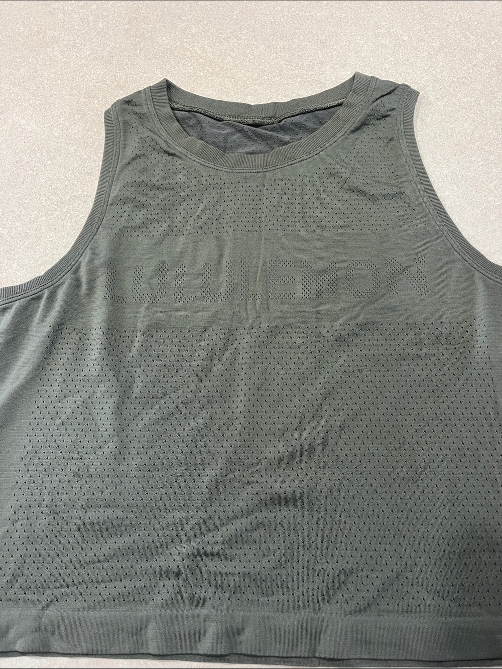 lululemon athletica Olive Green Perforated Athletic Tank